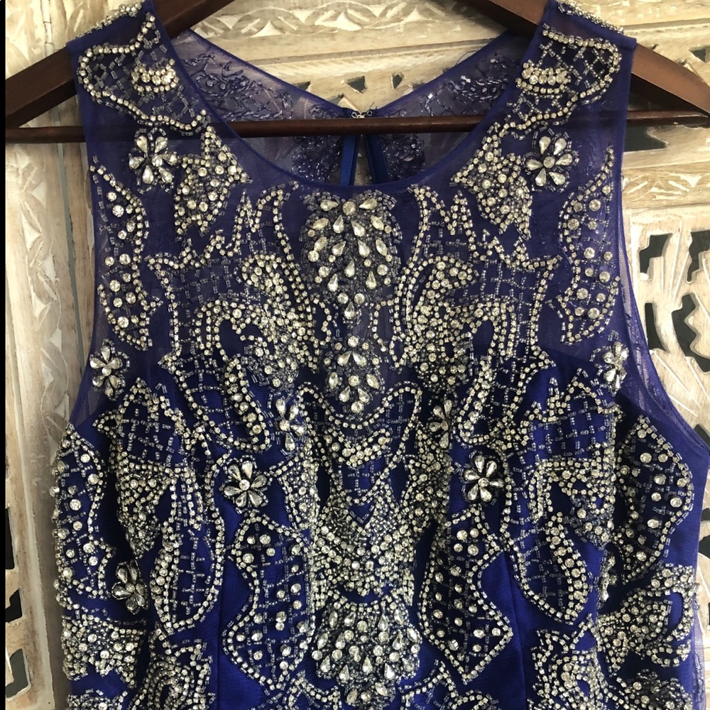 Blue Sequined Prom Dress